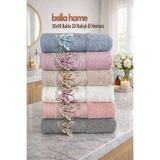 Bella Home Bukle 3D Nakışlı El Havlusu | 6’lı Set | 50x90 cm | %100 Pamuk | Yumuşak Dokulu | Şık ve Dayanıklı