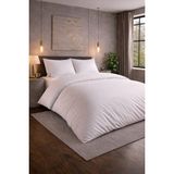 Bella Home Çift Kişilik Çizgili Saten Nevresim Takımı | Konforlu & Şık | Yumuşak ve Parlak Doku - Beyaz - 200 x 220 cm