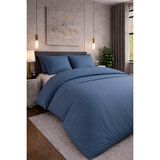 Bella Home Çift Kişilik Çizgili Saten Nevresim Takımı | Konforlu & Şık | Yumuşak ve Parlak Doku - İndigo - 200 x 220 cm