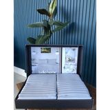 Bella Home Çift Kişilik Çizgili Saten Nevresim Takımı - Lüks Kutulu - Gri - 200 x 220 cm