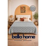 Bella Home Çift Kişilik Elit Jakarlı Pike (Tek Parça) - 200X230 cm - Gri
