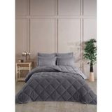 Bella Home Çift Kişilik Jakarlı Uyku Seti - Wellsoft Yorgan - 4 Parça - Pvc Orijinal Çantalı - Antrasit - 195 x 215