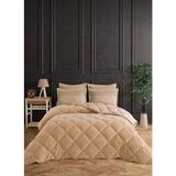 Bella Home Çift Kişilik Jakarlı Uyku Seti - Wellsoft Yorgan - 4 Parça - Pvc Orijinal Çantalı - Bej - 195 x 215