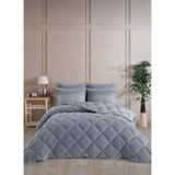Bella Home Çift Kişilik Jakarlı Uyku Seti - Wellsoft Yorgan - 4 Parça - Pvc Orijinal Çantalı - Gri - 195 x 215