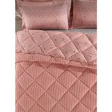 Bella Home Çift Kişilik Jakarlı Uyku Seti - Wellsoft Yorgan - 4 Parça - Pvc Orijinal Çantalı - Gül Kurusu - 195 x 215