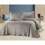 Bella Home Çift Kişilik Serelina Renkli Nakışlı Kadife Yatak Örtüsü | Yumuşak Dokulu, Zarif ve Şık Tasarım - Gri - 250 x 260 cm