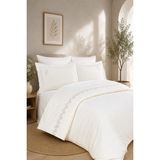 Bella Home Defne Çift Kişilik 6 Parça Nakışlı Nevresim Takımı | Yumuşak Dokulu | Şık ve Zarif Tasarım - Krem - 200 x 220 cm