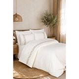 Bella Home Duru Çift Kişilik 6 Parça Nakışlı Nevresim Takımı | Yumuşak Dokulu | Şık ve Zarif Tasarım - Krem - 200 x 220 cm