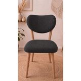 Bella Home Elma Desenli Jakarlı Sandalye Kılıfı | Esnek Likralı, Lastikli, Şık ve Dekoratif Tasarım - 45 x 50 cm - Antrasit