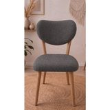 Bella Home Elma Desenli Jakarlı Sandalye Kılıfı | Esnek Likralı, Lastikli, Şık ve Dekoratif Tasarım - 45 x 50 cm - Koyu Gri
