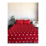 Bella Home Kalpli Çift Kişilik 3 Parça Yatak Örtüsü Seti - 200x240 cm - Pvc Çantalı Kırmızı Beyaz