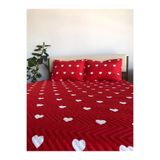 Bella Home Kalpli Tek Kişilik 2 Parça Yatak Örtüsü Seti - 160x240 cm - Pvc Çantalı - Kırmızı Beyaz