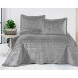 Bella Home Liora Çift Kişilik Kadife Nakışlı Yatak Örtüsü | Yumuşak Dokulu, Zarif ve Şık Tasarım - Gri - 250 x 260 cm