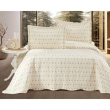 Bella Home Liora Çift Kişilik Kadife Nakışlı Yatak Örtüsü | Yumuşak Dokulu, Zarif ve Şık Tasarım - Krem - 250 x 260 cm