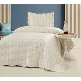 Bella Home Liora Tek Kişilik Kadife Nakışlı Yatak Örtüsü | Yumuşak Dokulu, Zarif ve Şık Tasarım - Krem - 180 x 240 cm