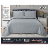 Bella Home Lydia Kadife Yatak Örtüsü Çift Kişilik - Gri - 250 x 260 cm