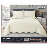 Bella Home Lydia Kadife Yatak Örtüsü Çift Kişilik - Krem - 250 x 260 cm