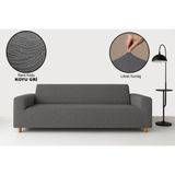 Bella Home Maksi Strech Su Yolu Koltuk Örtüsü (3+3+1+1) - Lastikli - Likralı - Oturma Grubu - Koyu Gri