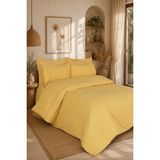 Bella Home Mimoza Çift Kişilik 6 Parça Nakışlı Nevresim Takımı | Yumuşak Dokulu | Şık ve Zarif Tasarım - Hardal - 200 x 220 cm