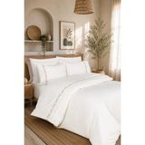 Bella Home Mimoza Çift Kişilik 6 Parça Nakışlı Nevresim Takımı | Yumuşak Dokulu | Şık ve Zarif Tasarım - Krem - 200 x 220 cm