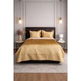 Bella Home Örtüm Çift Kişilik Queen Kadife Yatak Örtüsü | 240x260 cm | Yumuşak Dokulu & Şık Tasarım Gold