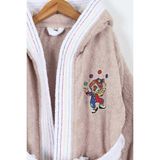 Bella Home Palyaço Nakışlı Kapüşonlu Çocuk Bornozu - %100 Cotton - Orijinal Kutulu - 8 - 9 Yaş - Bej