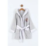 Bella Home Palyaço Nakışlı Kapüşonlu Çocuk Bornozu - %100 Cotton - Orijinal Kutulu - Standart - Gri