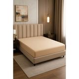 Bella Home Premium Kalite Çift Kişilik Lastikli Çarşaf - 100% Organik Pamuk - Bej - 160 x 200