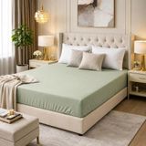 Bella Home Premium Kalite Çift Kişilik Lastikli Çarşaf - 100% Organik Pamuk - Yeşil - 160 x 200 cm