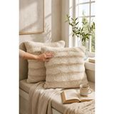 Bella Home Premium Tavşan Tüyü Kırlent Kılıfı | 2'li | Soft | Pamuksu Tuşeli | Dekoratif | 45 cm x 45 cm - Açık Bej