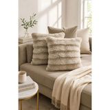 Bella Home Premium Tavşan Tüyü Kırlent Kılıfı | 2'li | Soft | Pamuksu Tuşeli | Dekoratif | 45 cm x 45 cm - Bej