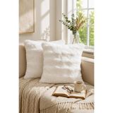 Bella Home Premium Tavşan Tüyü Kırlent Kılıfı | 2'li | Soft | Pamuksu Tuşeli | Dekoratif | 45 cm x 45 cm