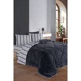 Bella Home Relax Soft Çift Taraflı Pamuklu Uyku Seti 4 Parça Çift Kişilik Yorgan Takımı - Antrasit