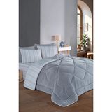 Bella Home Relax Soft Çift Taraflı Pamuklu Uyku Seti 4 Parça Çift Kişilik Yorgan Takımı - Gri