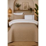Bella Home Sonnia 7 Parça Gelin Seti | Yatak Örtüsü, Pamuk Nevresim, Çarşaf ve Yastık Kılıfı Takımı - 240 x 260 cm - Cappuccino
