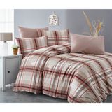 Bella Home Tek Kişilik Ekose Ranforce Nevresim Takımı - Lastiksiz Çarşaf - Kahve - 160 x 220 cm