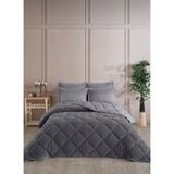 Bella Home Tek Kişilik Jakarlı Uyku Seti - Wellsoft Yorgan - 3 Parça - Pvc Orijinal Çantalı - Antrasit