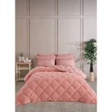 Bella Home Tek Kişilik Jakarlı Uyku Seti - Wellsoft Yorgan - 3 Parça - Pvc Orijinal Çantalı - Gül Kurusu