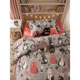 Bella Home Tek Kişilik Nevresim Takımı | Jelatin Ambalajlı | Konforlu ve Şık Tasarım | Günlük Kullanım - Gri - Pembe - 160 x 220 cm