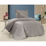Bella Home Tek Kişilik Serelina Renkli Nakışlı Kadife Yatak Örtüsü | Yumuşak Dokulu, Zarif ve Şık Tasarım - Gri - 180 x 240 cm
