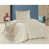 Bella Home Tek Kişilik Serelina Renkli Nakışlı Kadife Yatak Örtüsü | Yumuşak Dokulu, Zarif ve Şık Tasarım - Krem - 180 x 240 cm