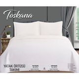 Bella Home Toscana Çift Kişilik Kadife Yatak Örtüsü Seti - 240X260 cm - Krem - 240 x 260 cm