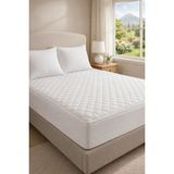 Bella Home Uludağ Kapitoneli Fitted Full Kenar Yatak Koruyucu Pamuklu Alez - Beyaz - 160 x 200 cm