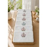 Bella Home Yoncagül 50X90 cm El Havlusu | 6 Adet | Kadife Dokulu, Jakarlı & 3D Nakışlı, Şık ve Kullanışlı - 001-Beyaz - 50 x 90 cm