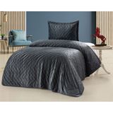 Bella Home Zara Kadife Yatak Örtüsü Tek Kişilik - Antrasit - 180 x 240 cm