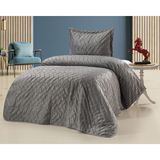 Bella Home Zara Kadife Yatak Örtüsü Tek Kişilik - Gri - 180 x 240 cm