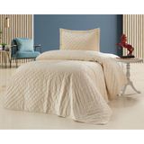 Bella Home Zara Kadife Yatak Örtüsü Tek Kişilik - Krem - 180 x 240 cm