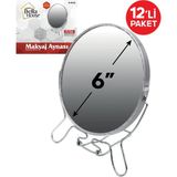 Bella House Çift Yönlü Büyüteçli Makyaj Aynası Gri 6" K-4528 12 Li Paket