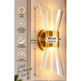 bella lighting Royal Gold Modern Aplik Duvar Lambası 3 Renk Işık Modlu Elektrikli Şık Dekoratif LED Aydınlatma Pilli Değildir