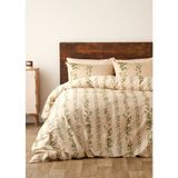 Bella Maison %100 Pamuk Saten Flora Çift Kişilik Nevresim Takımı Bej (200X220 Cm) - 200 x 220 cm